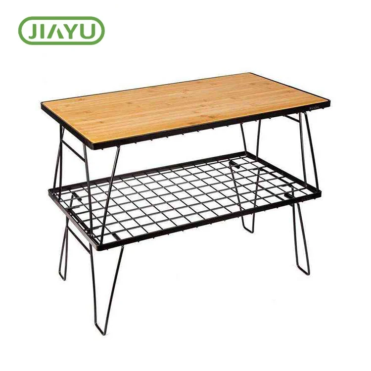 Gevouwen vast hout ijzeren campingtafel